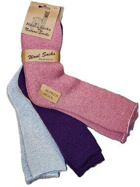 NATURE SOCK Alpaca Wool Crew Socks - 3 PAIRS - Sz 9 - 11 - NEW NWT